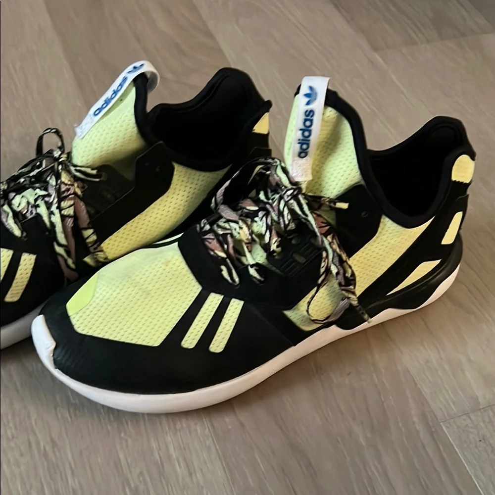 Adidas Neon Yellow and Black Athletic Shoes - Picture 5 of 6